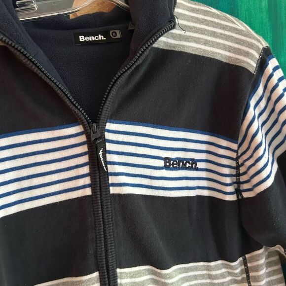 Bench Men's Blue and Gray Striped Zip-Up Fleece Lined Sweater Size XL - Picture 4 of 16
